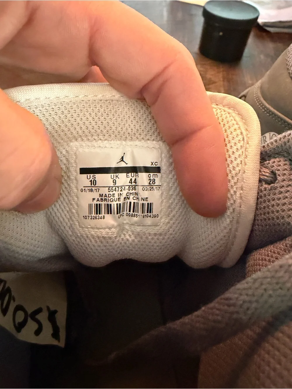 Jordan Gray and White High-Top Sneaker with Wing Logo